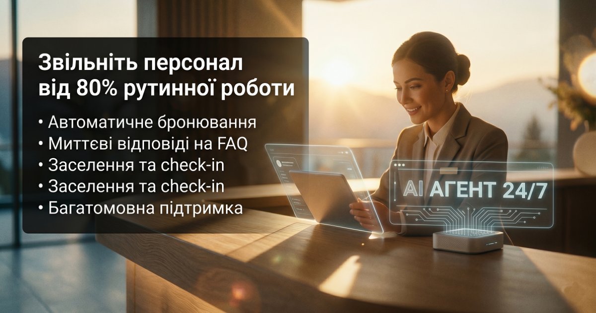AI-агент для готелю: автоматичні бронювання, заселення та FAQ гостей